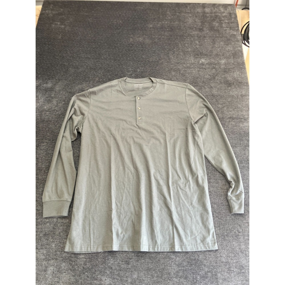 Fresh Clean Threads Henley T-Shirt Mens 2XL Tall Sage Green Knit Cotton Casual